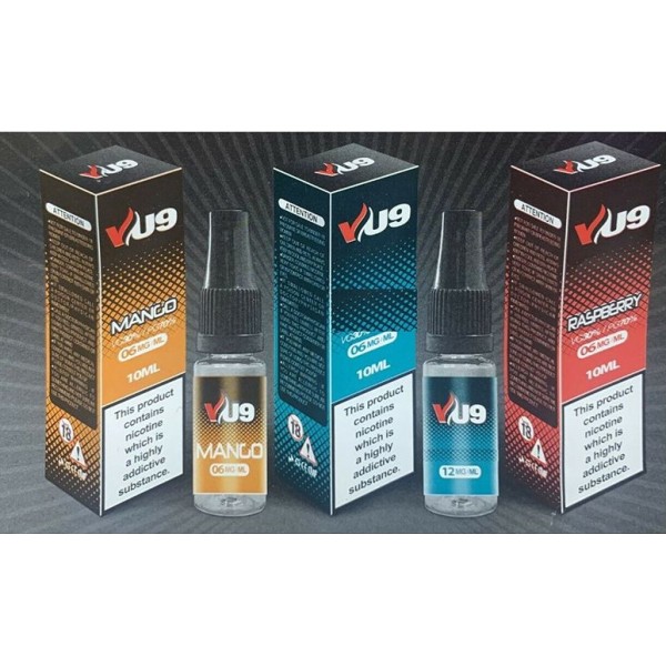 VU9 E Liquid 10 x 10ml Bottles E Juice Vape Juice 70/30 VG/PG in 6mg, 12mg 18mg