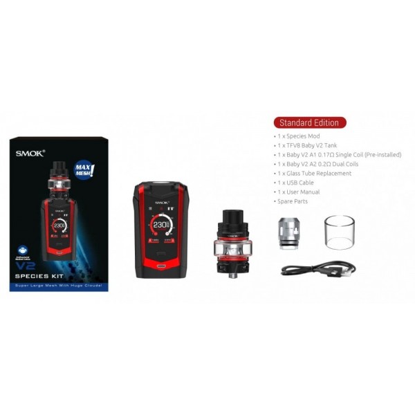 SMOK SPECIES KIT 230W TOUCH SCREEN TFV8 BABY V2 TANK VAPE KIT AUTHENTIC