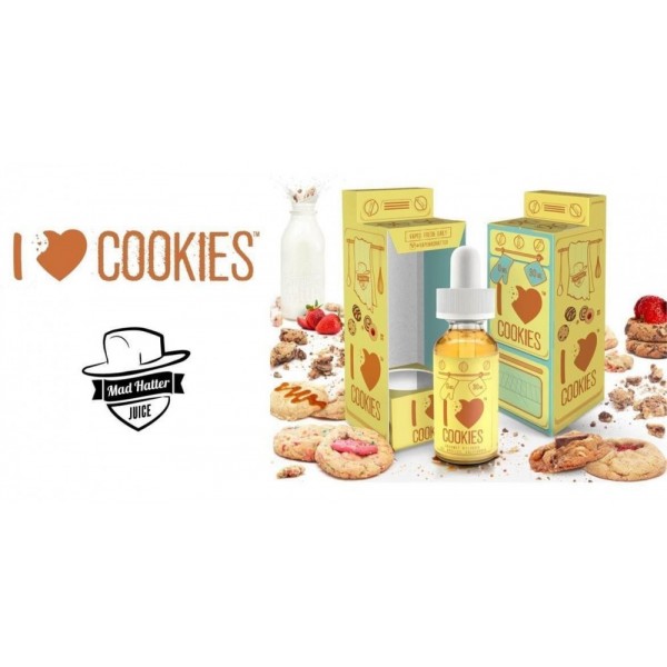 I LOVE COOKIES E Liquid Juice Eliquid- 6mg MILK COOKIES MADHATTERJUICE